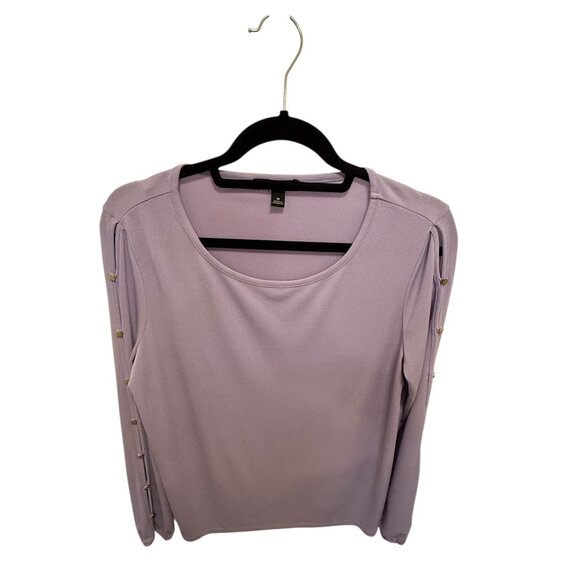 Roz & Ali Lilac Long Sleeve Top With Gold Button Detail - Picture 6 of 7